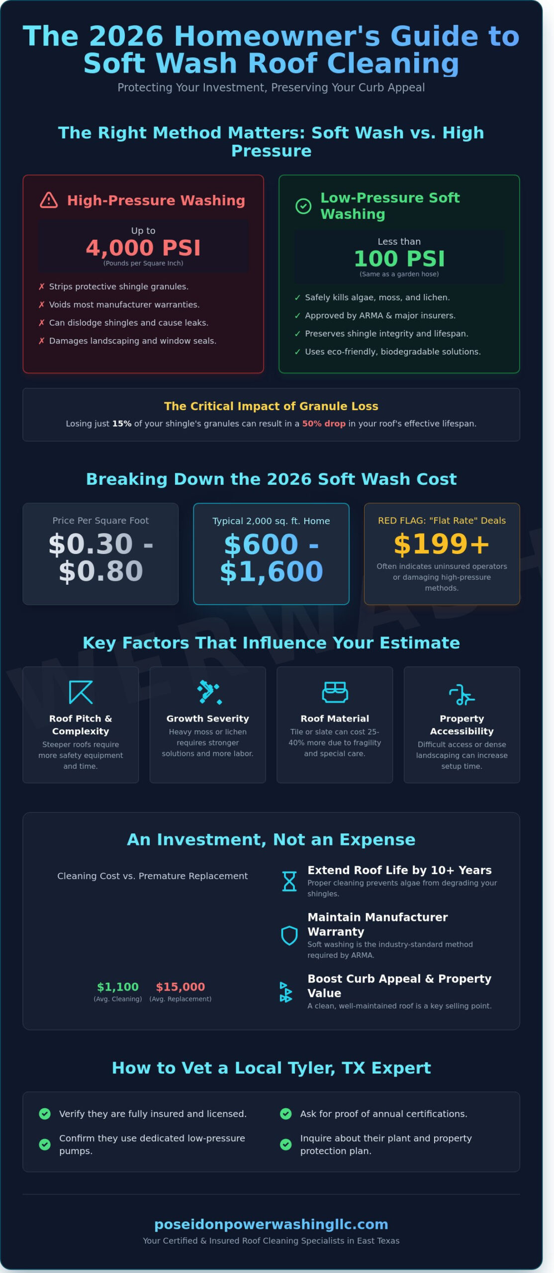 Soft Wash Roof Cleaning Cost: 2026 Pricing Guide for Homeowners - Infographic