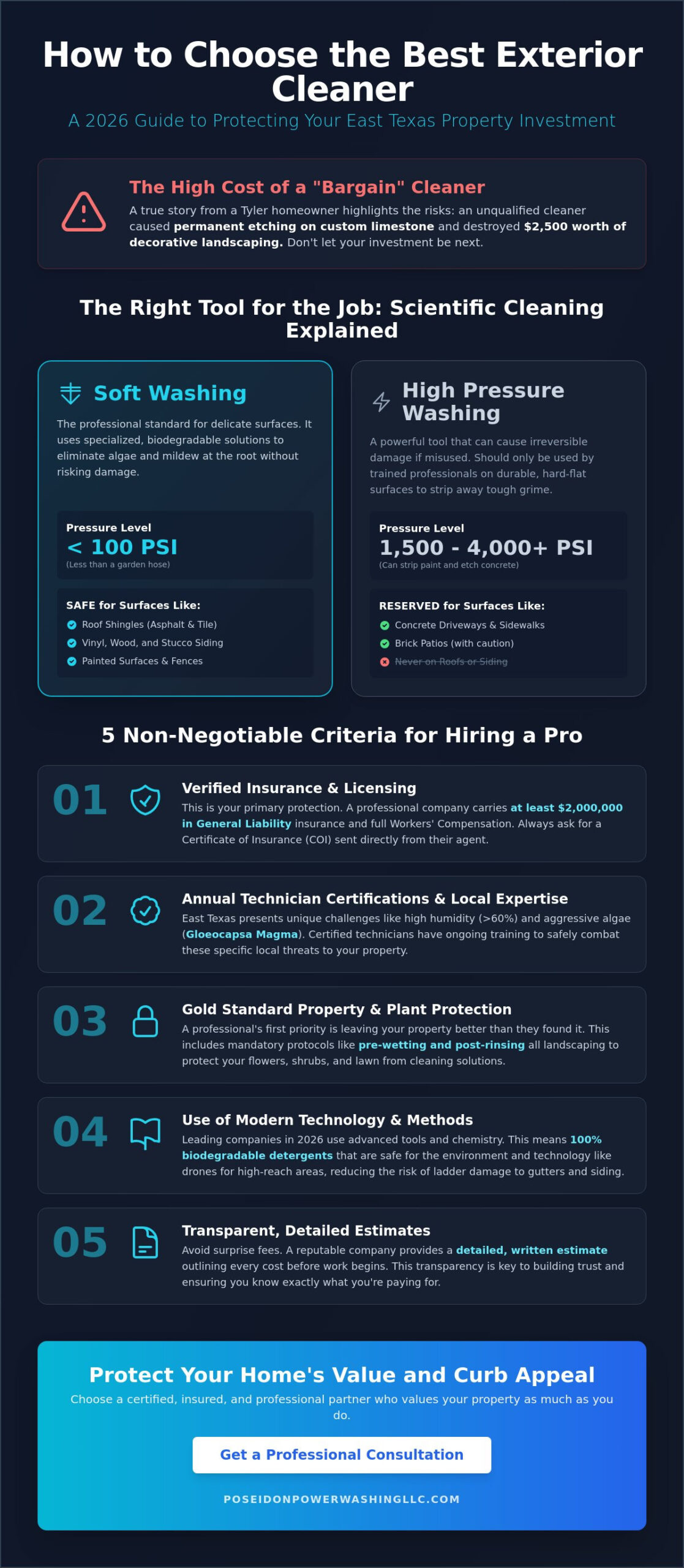 Choosing the Best Pressure Washing Company in East Texas: 2026 Guide - Infographic