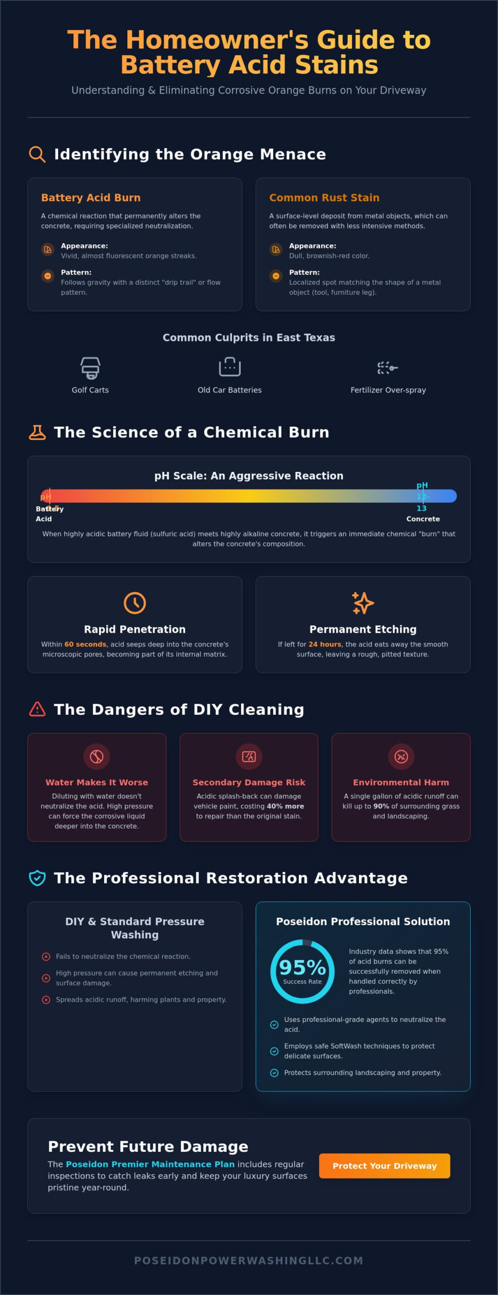 How to Clean Battery Acid Stains from Your Driveway: A 2026 Restoration Guide - Infographic